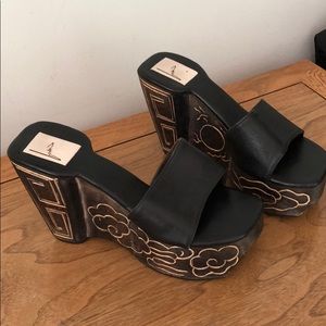 One of a kind Leather/Wood Slides